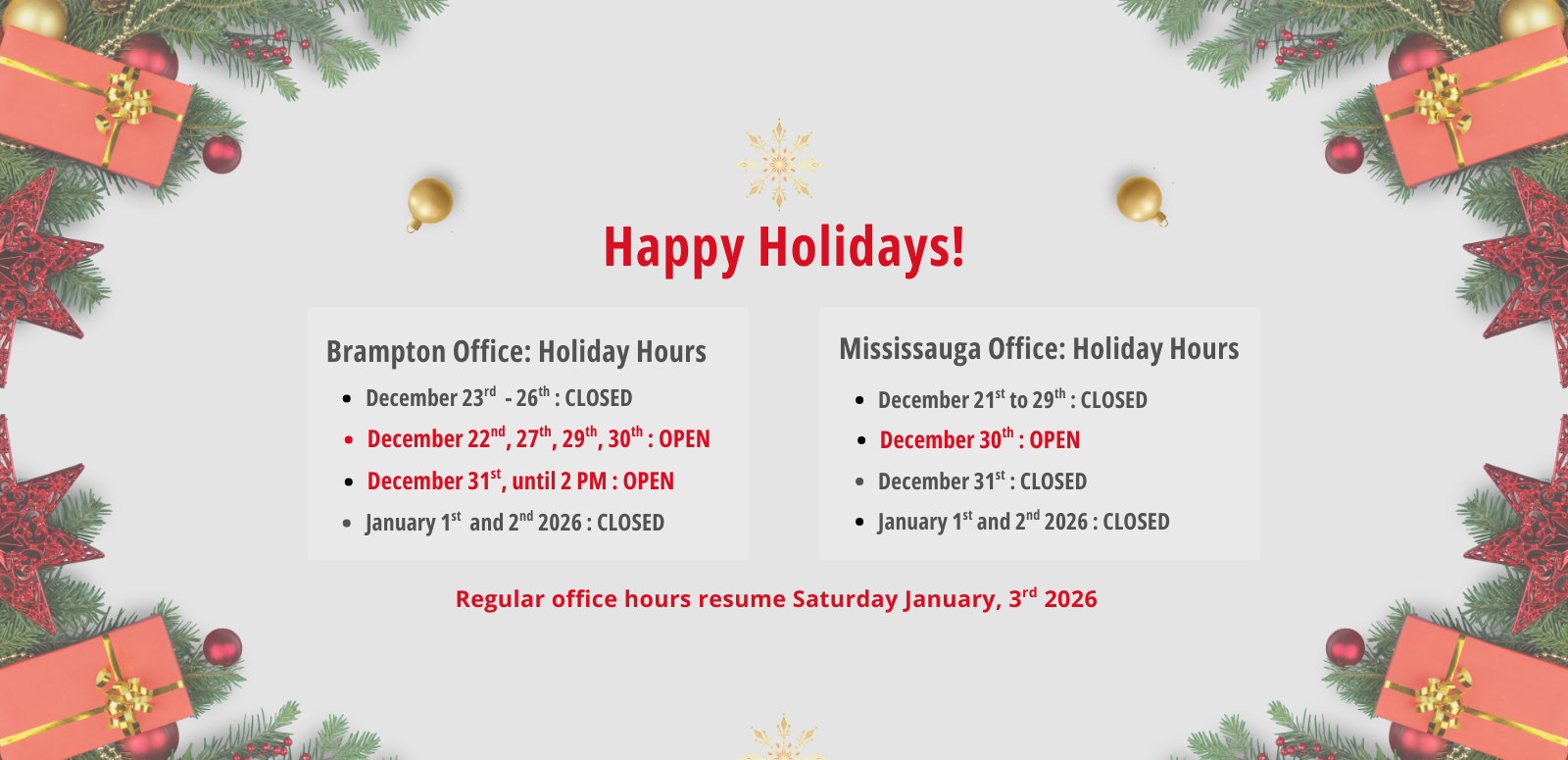 Drs Gills Holiday Hours